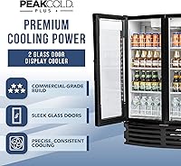 Vista 20 de PEAKCOLD+ 2-Door Upright Display Refrigerator - 25.7 Cubic Ft Energy Efficient Black Merchandiser Refrigerator With Glass Doors, White Interior &