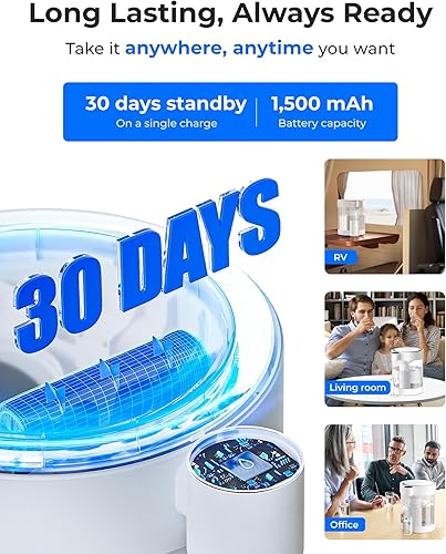 Miniatura 9 de Waterdrop Dispensador de filtro de agua recargable grande de vidrio de 22 tazas, reduce más de 70 contaminantes, sistema de filtro de agua ecológico