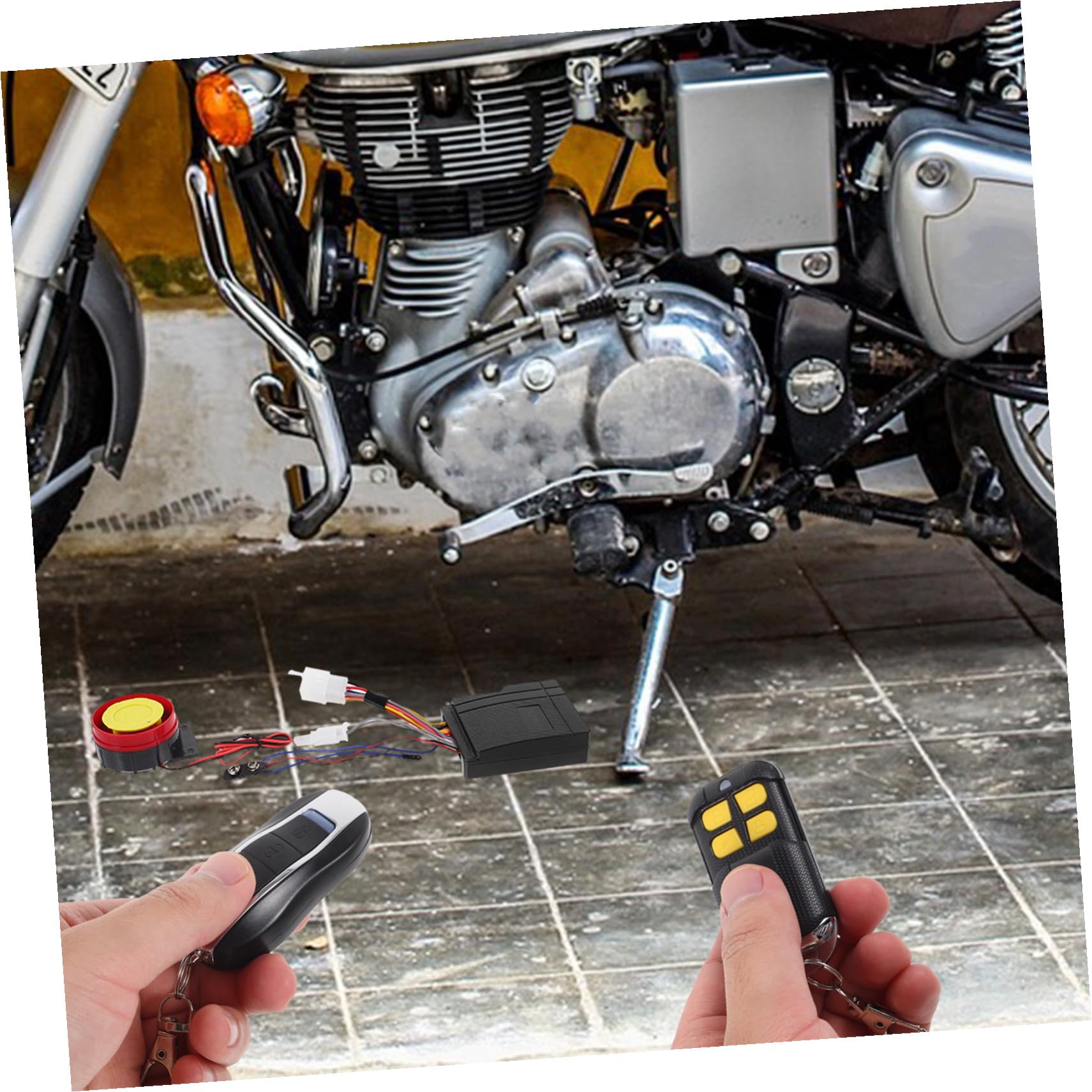 Kit Completo di Allarme Antifurto per Moto con Avviamento Remoto Telecomandi Inclusi Rilevamento Vibrazione e Blocco Remoto per Protezione Ottimale