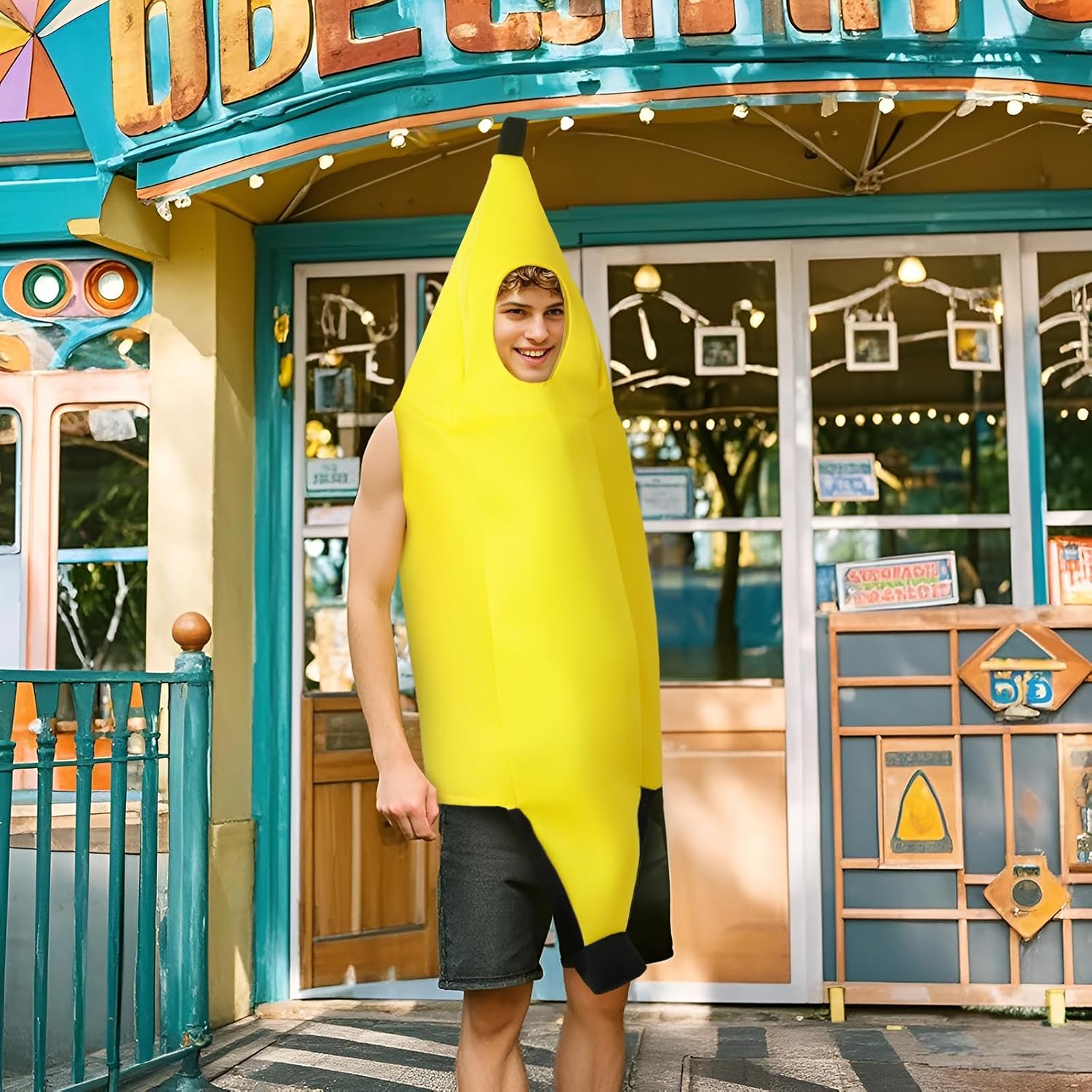 MCJC Adult Banana Halloween Costume, Yellow Deluxe Dress Up Set, One-Piece Roleplay Outfit - Image 5