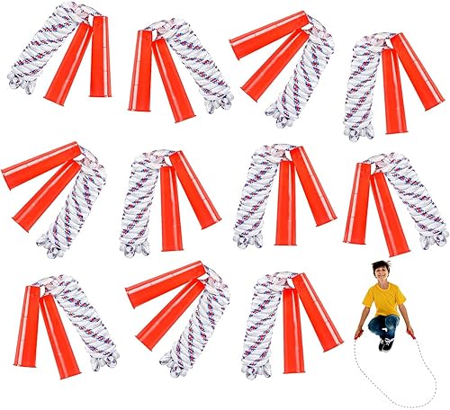 ArtCreativity Cuerdas de nailon de 84 pulgadas para niños, paquete de 12, cuerdas de saltar duraderas con asas de plástico, actividad saludable para