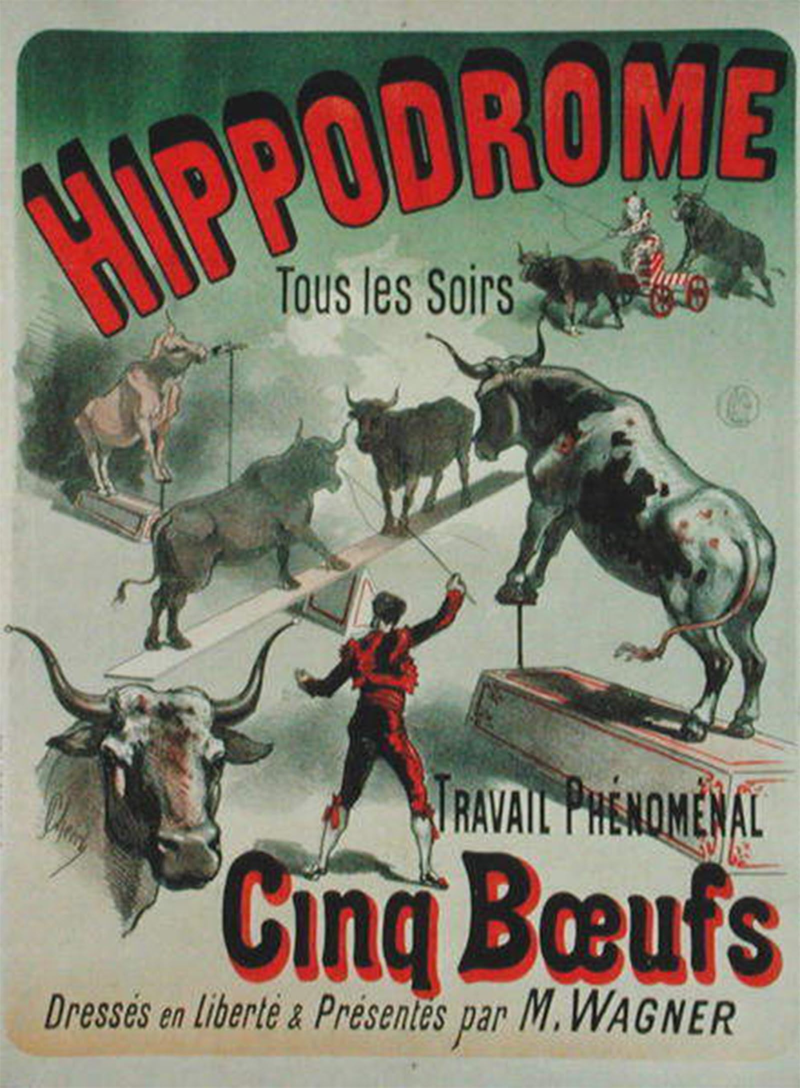 POSTERIIk Famous Print Pop Art Wall Art Graffiti Poster the Performance of the Cinq Boeufs At the Hippodrome by Jules Cheret Art Prints for Home Decor 60x90cm