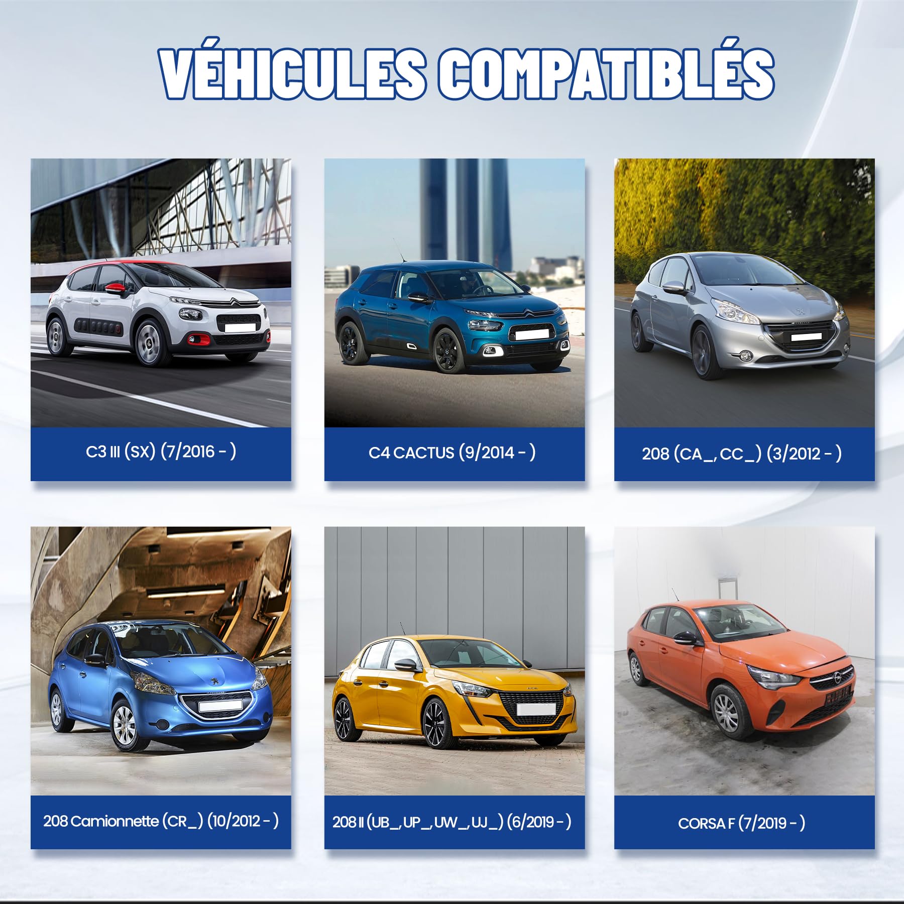 Clignotants de Rétroviseur pour C3 Phase 3, 208 Phase 1 et Phase 2, 2008 Phase 1, CORSA Mk V (F), C4 CACTUS, Côté Passager Droit