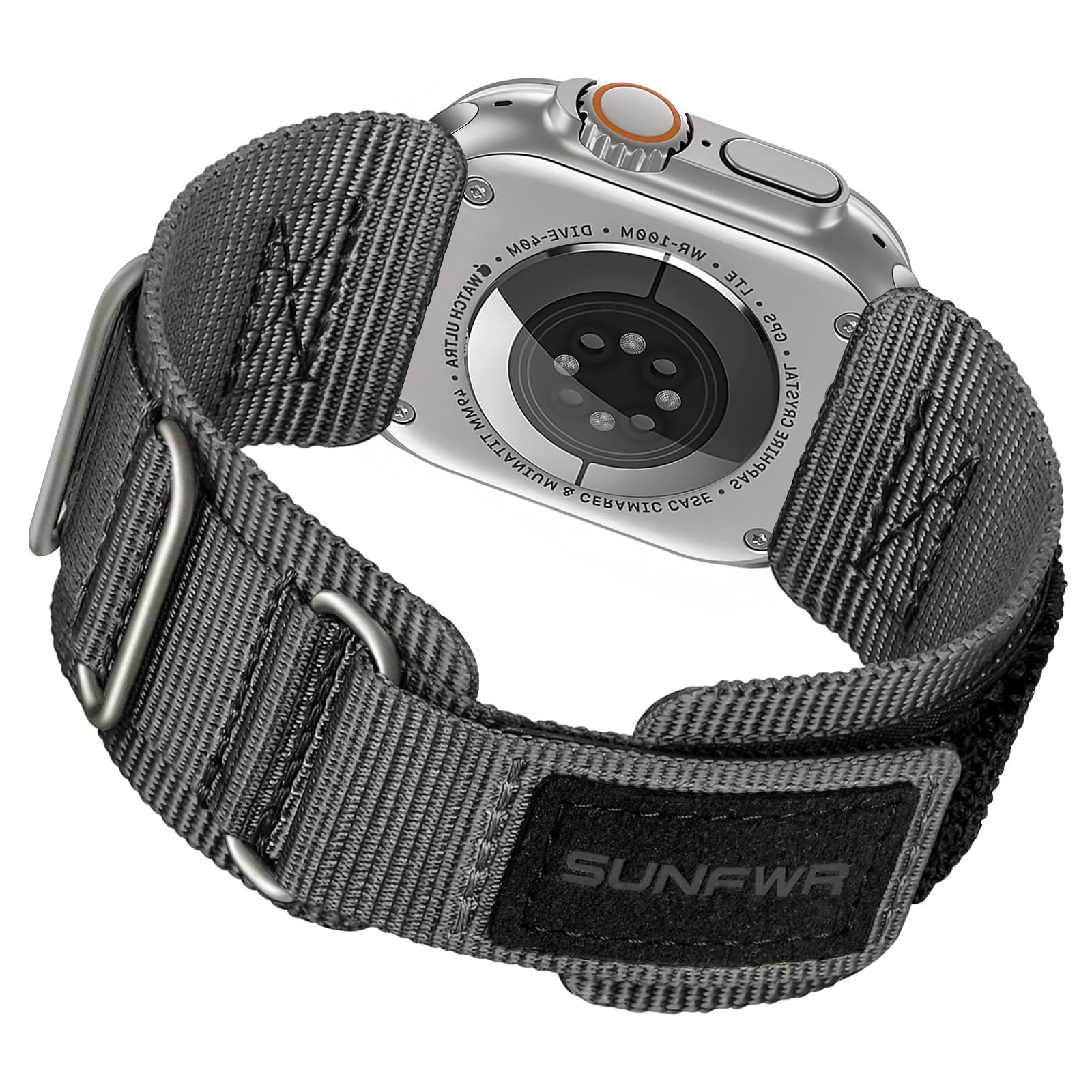 SUNFWR Rugged Nylon Band for Apple Watch Ultra 3&2&1 49mm 46mm 45mm 44mm 42mm Men,Velcro Tactical Military Strap for iWatch Series 11/10/9/8/7/6/5/4/3