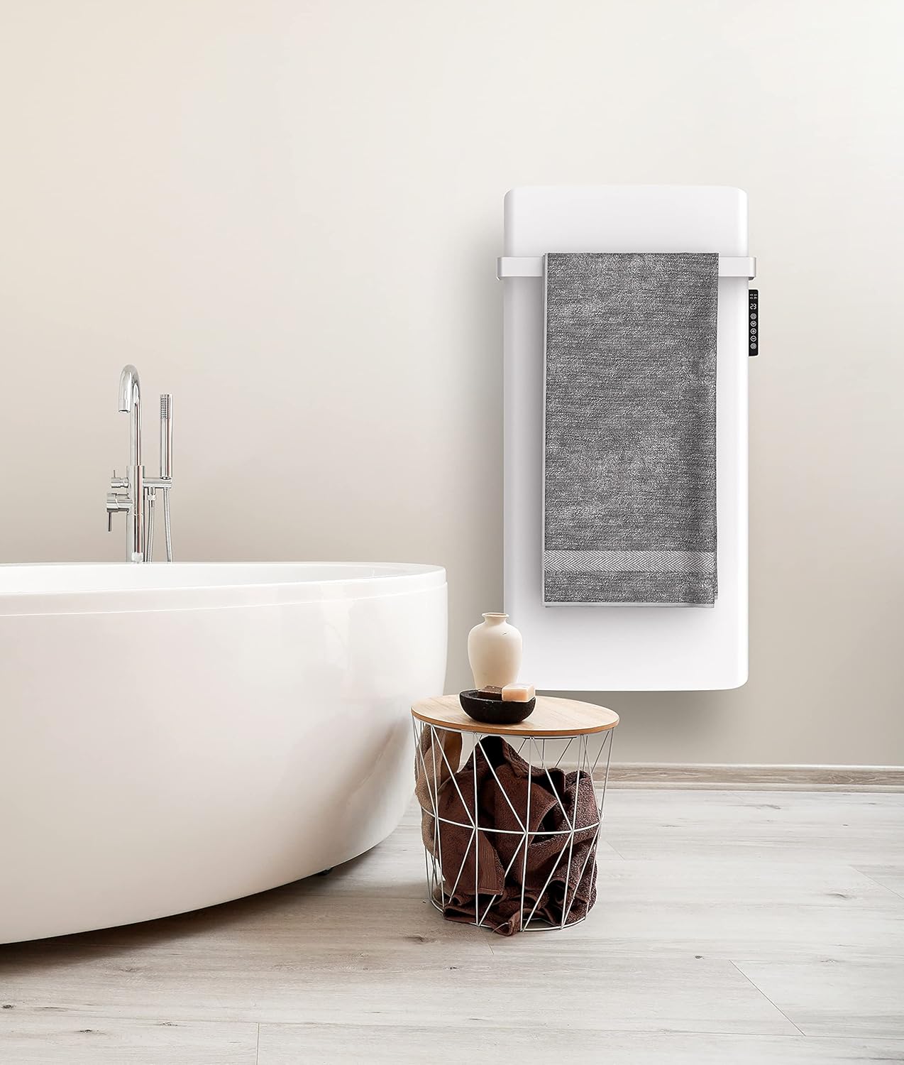 MYLEK 800W Infrared Panel Heater installed on a wall without towel rail