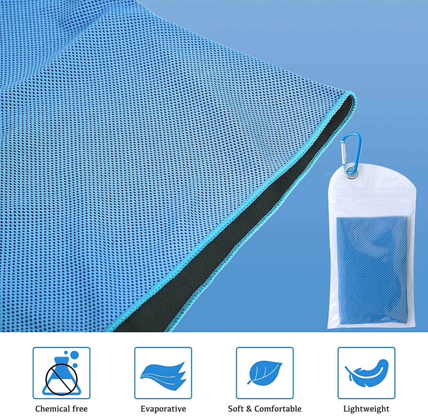 KATELUO Set di 4 asciugamani di raffreddamento, asciugamano in microfibra di filo sportivo, set di asciugamani freddi, raffreddamento towel fitness per palestra yoga golf viaggio campeggio allenamento
