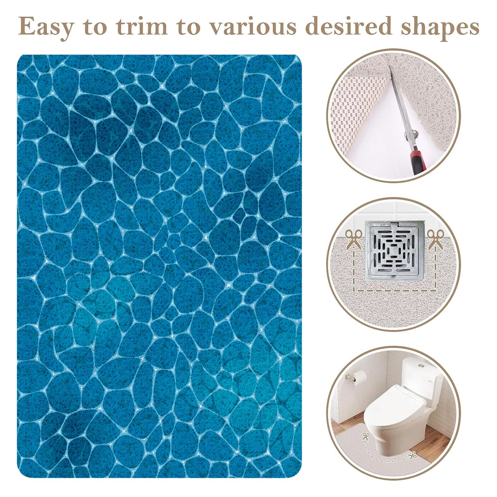 Alfombrilla de ducha antideslizante de lufa 80 x 80 cm, alfombrilla de ducha para interior, alfombrilla rectangular para bañera con drenaje para zonas húmedas, almohadilla de baño de PVC para ancianos