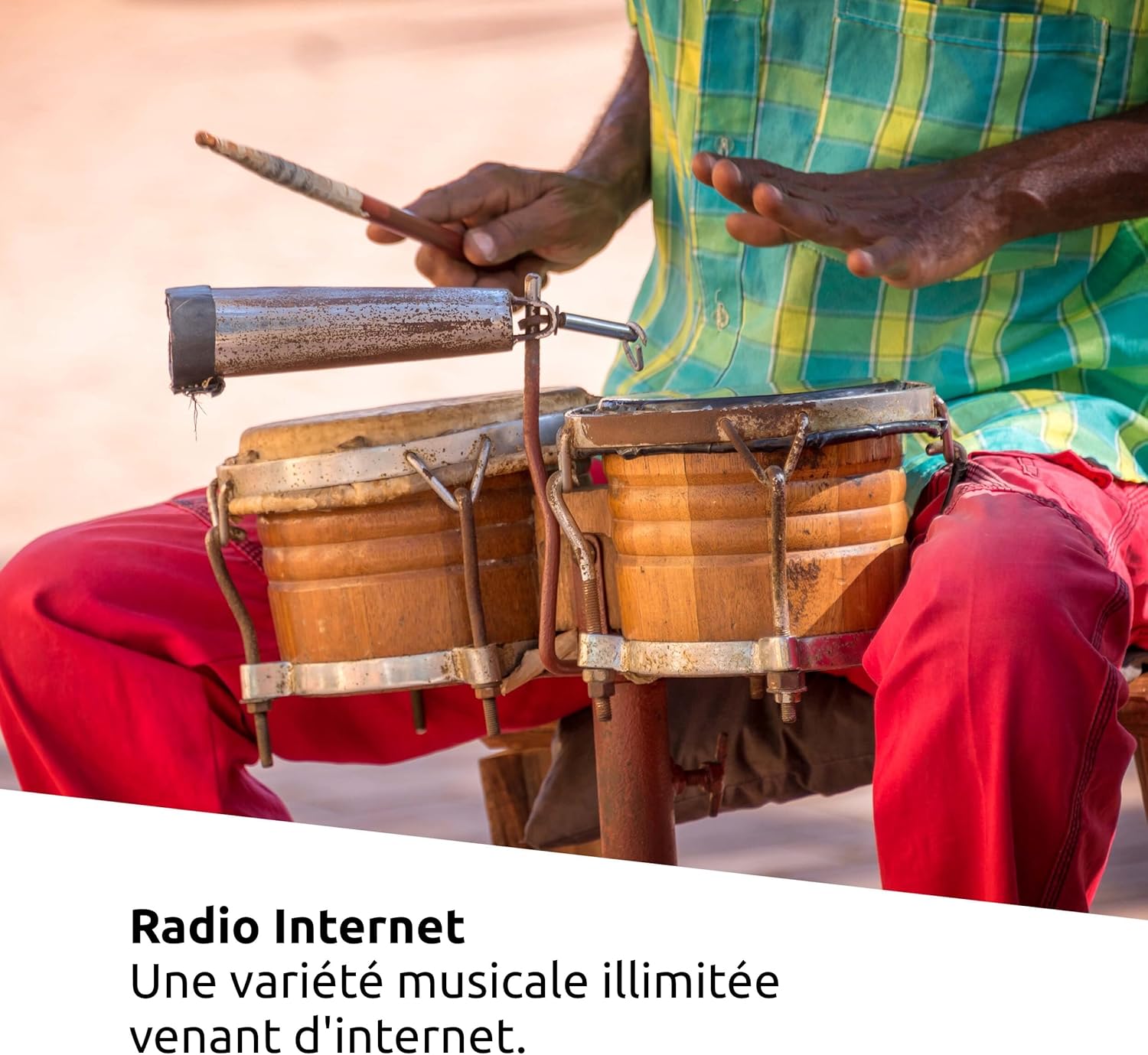 Hands playing bongos, representing the diversity of Internet Radio