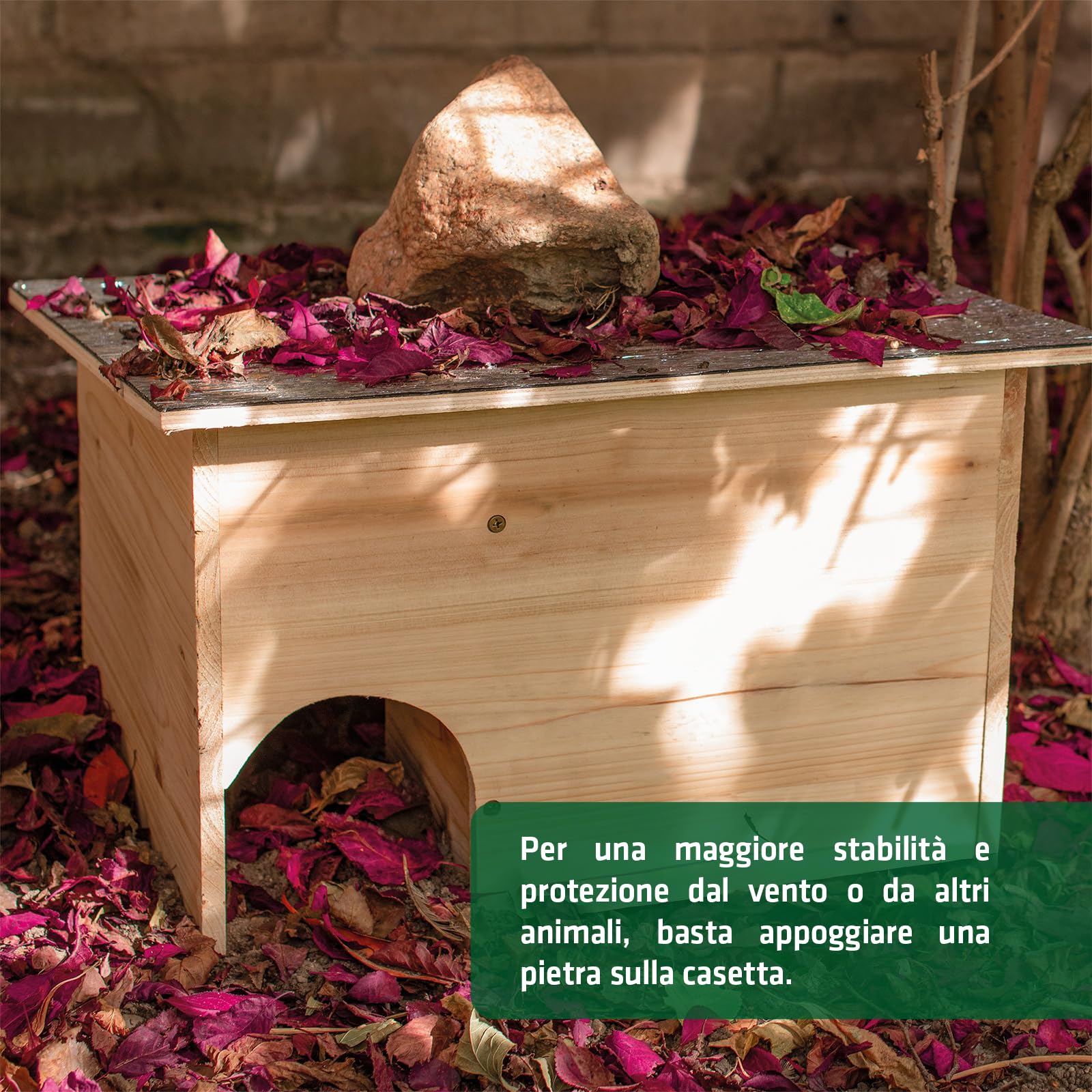 Gardigo® Casetta per Ricci - Kit in Legno | Tetto Resistente alle Intemperie | 48x29x38 cm | Riparo dai Predatori | Rifugio per Ricci per Giardino | Casetta per Piccoli Animali | Casetta Porcospini
