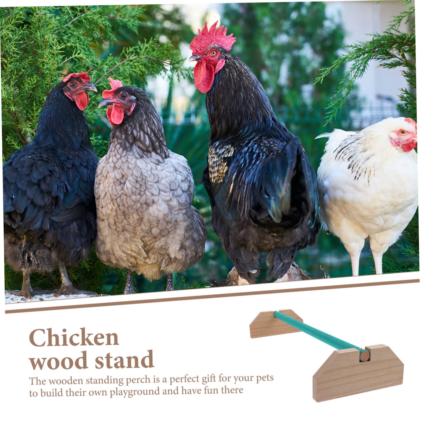 FONDOTIN Wooden Chicken Perch Stand for Hens and Roosters Durable Bird with Smooth Surface for Leg Exercise for Chicken and Bird Playgrounds
