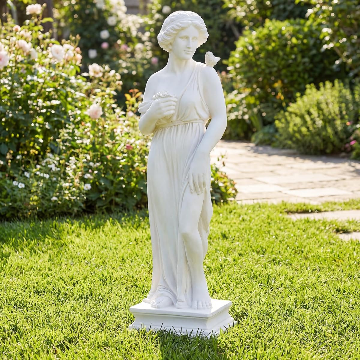 Giantex Estatua de diosa griega de 31.5 pulgadas, estatua de jardín al aire libre de estilo romano | Escultura mitología con acabado antiguo, decoración de patio de óxido de magnesio resistente a la intemperie para patio, césped, patio