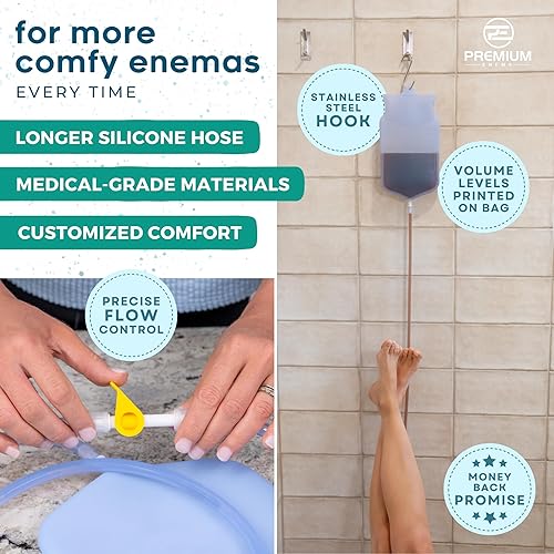 Miniatura 4 de PREMIUM Enema juego de bolsa de silicona transparente para enema con llave de paso de precisión válvula de retención manguera larga de silicona 3