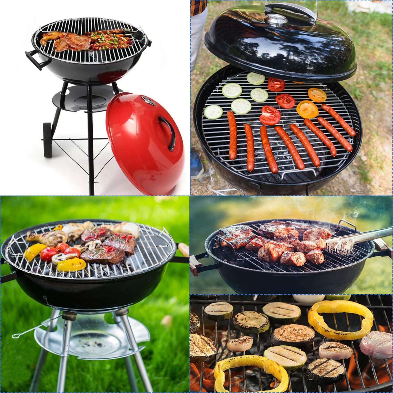 Rejilla de acero inoxidable para barbacoa de 44,5 cm, repuesto para parrilla redonda con asas, malla de cocción duradera para asar al aire libre