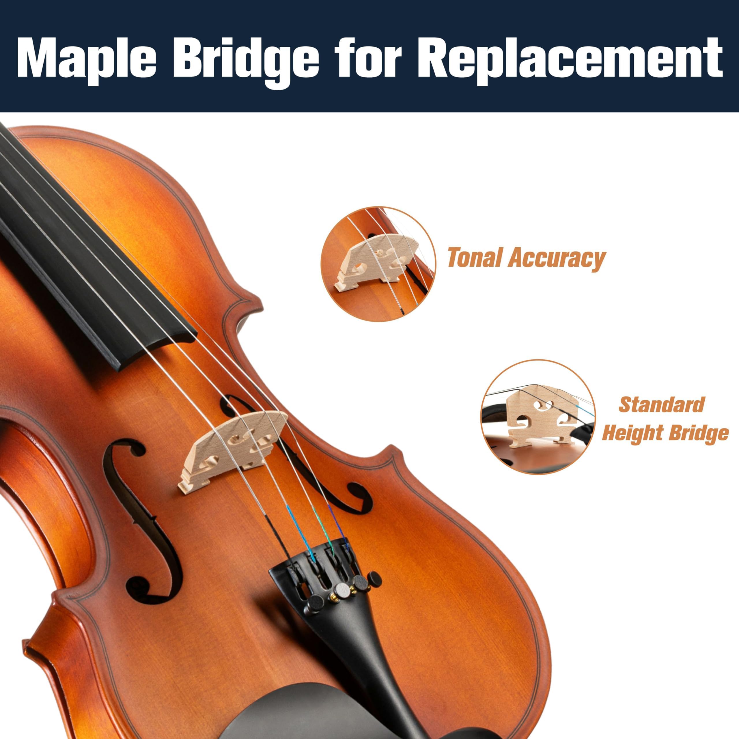 Mendini by Cecilio 34 Violin Set For Beginners - Hand Carved Acoustic Violins Kit - Fiddle Solid Wood Kit with Hard Case Bow Rosin Shoulder Rest Bridge and Extra Strings product thumbnail 6