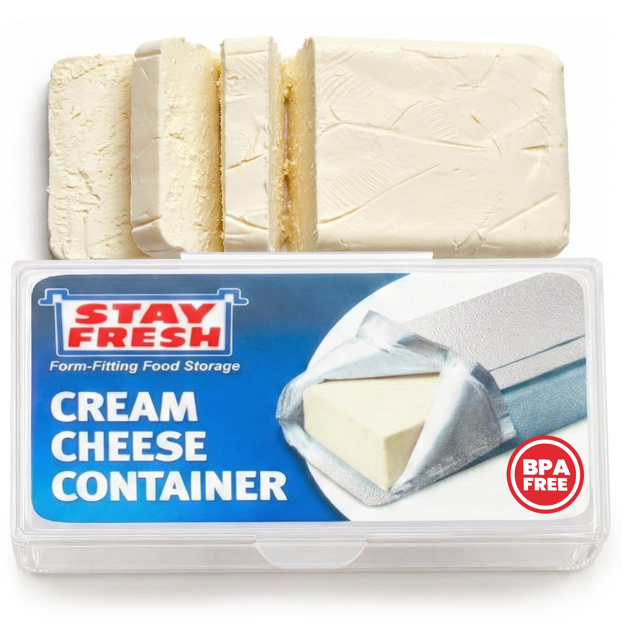 Stay Fresh Cream Cheese Container For Fridge Clear Plastic for Cream Cheese, Dishwasher Safe, BPA Free — Cheese Dish for your Pantry, Counter, Refrigerator