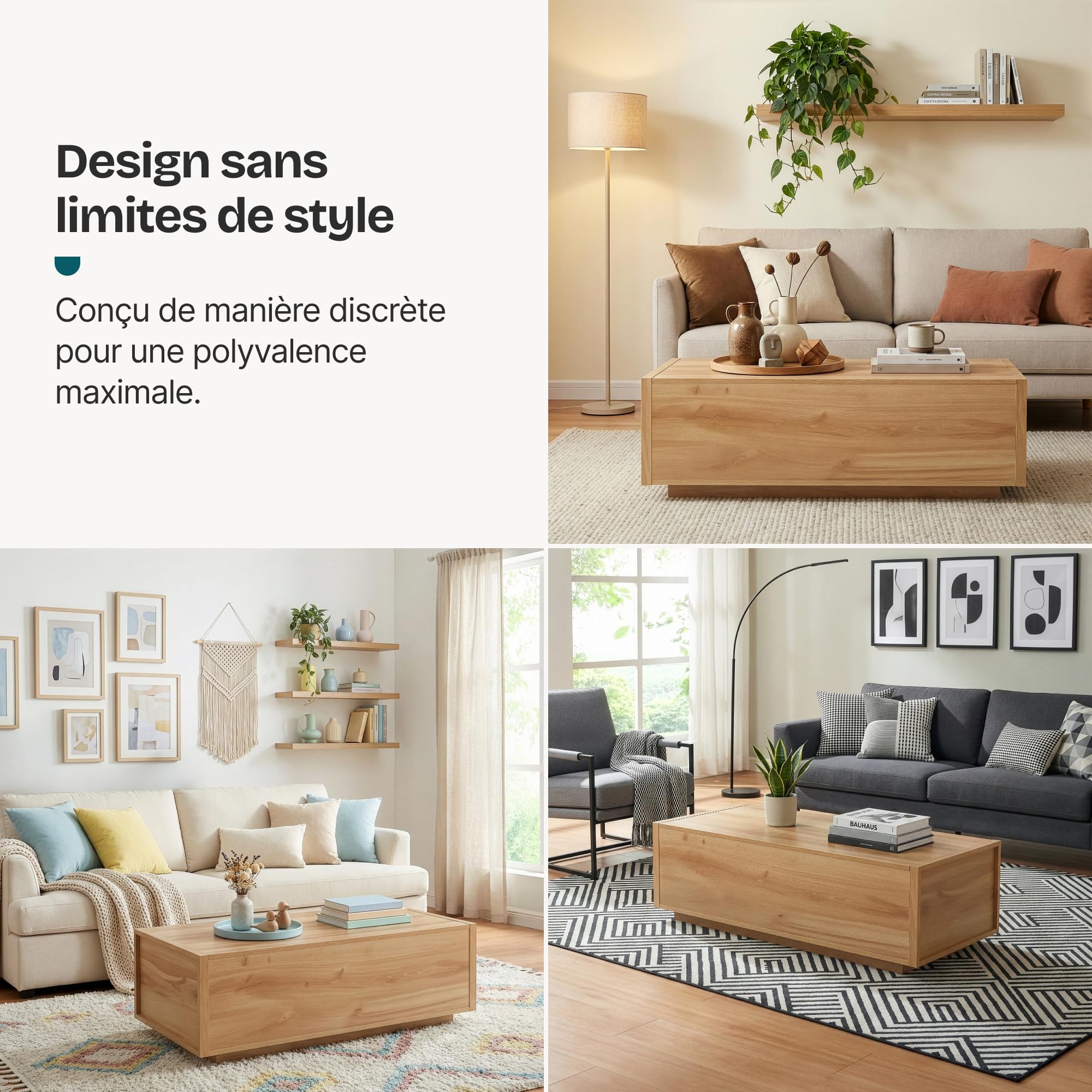 [en.casa] Table Basse Style Intemporel avec Plateau Rectangulaire et 2 Tiroirs Rangement Pratique Excellente Stabilité pour Salon Chambre Bureau MDF 104 x 50 x 40 cm Effet Chêne