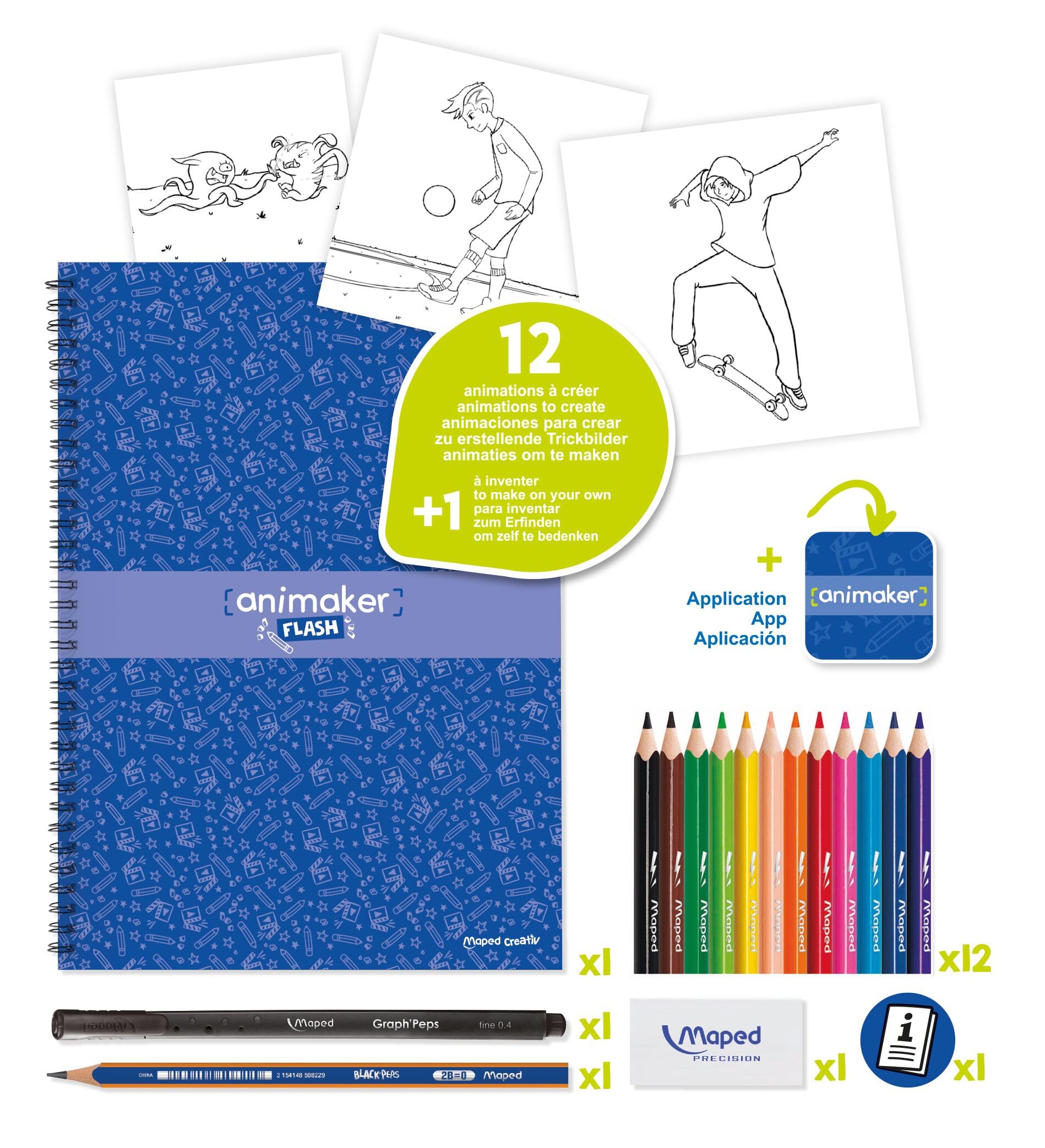 Maped Creativ Animaker Flip/Flash Set including Colouring Book and Pencils + Instructions for Animaker app (Flash Action) - Image 4