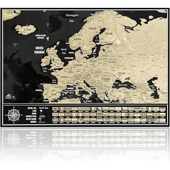 Europakarte zum Rubbeln mit Flaggen - Rubbelkarte zum Reisen zu verfolgen - Made in Europe - 42cm x 29.7cm