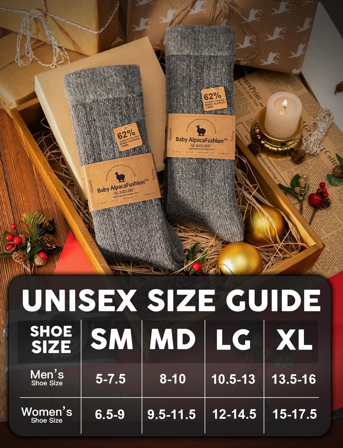 Alpaca Wool Thermal Winter Boot Socks Heavyweight Thick Warm Padded Moisture-Wicking Insulated Cold Weather - Image 2