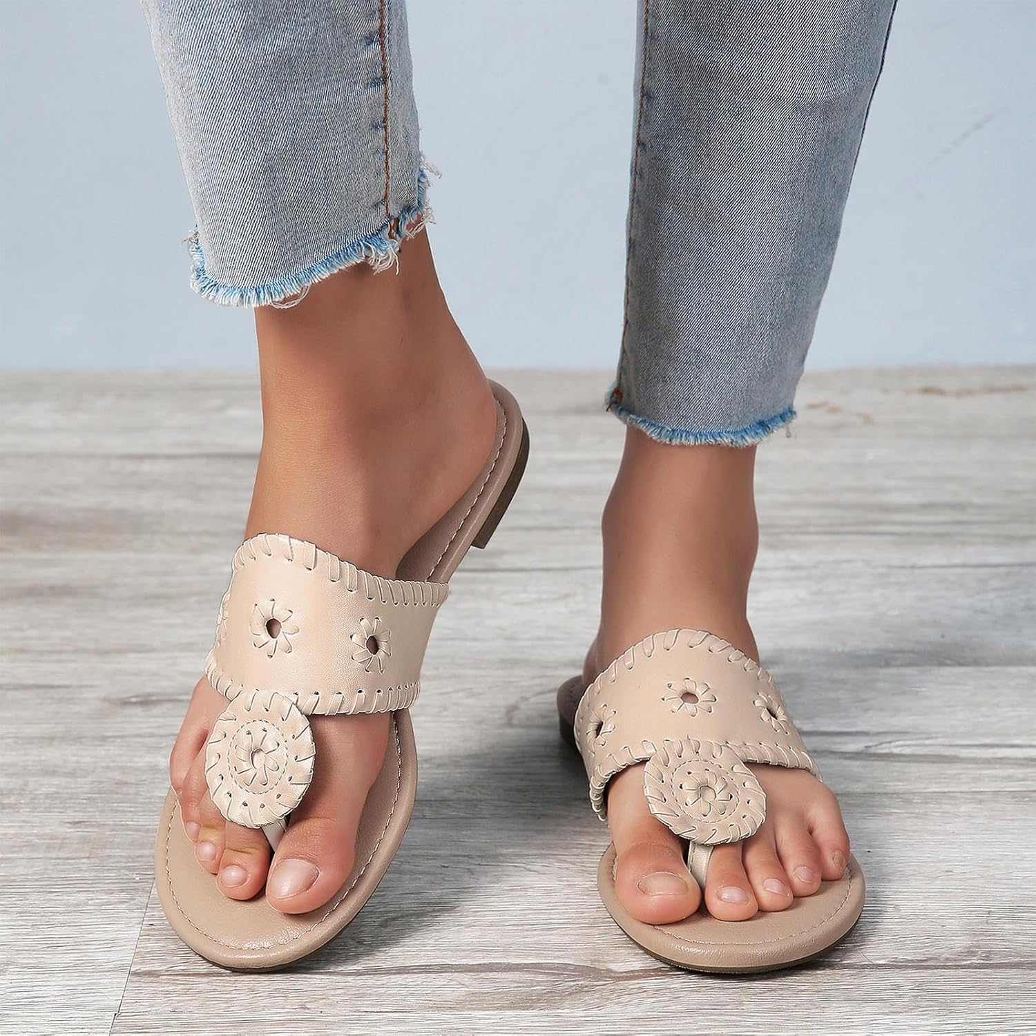 katliu Women's Flat Sandals Flip Flop Sandals Dressy Thong Sandals - Image 3