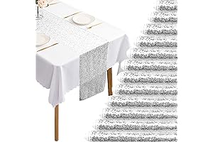 12 Packs 12 X 108 Inch Silver Sequin Table Runner for Shimmer Events