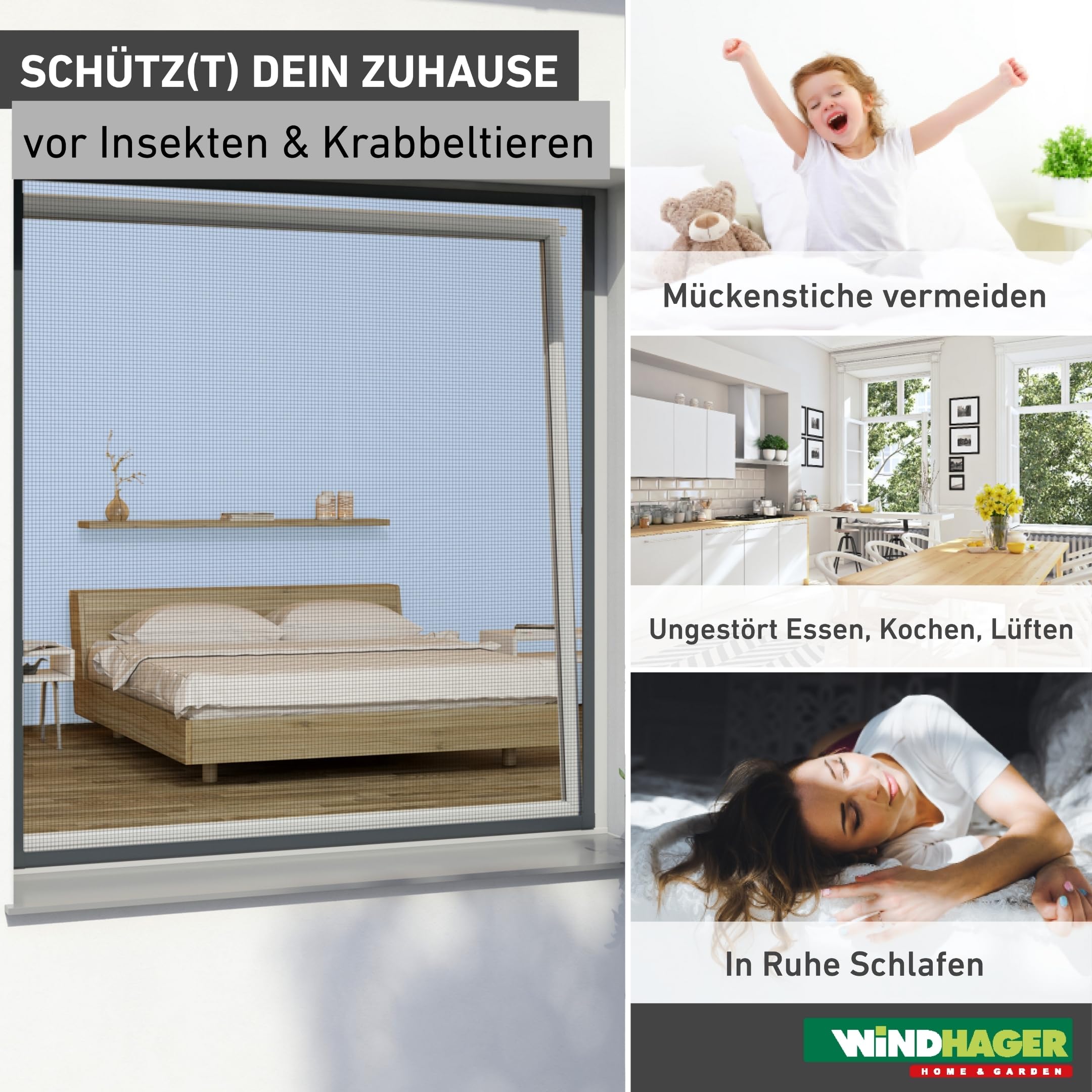 Windhager Insektenschutz Expert Spannrahmen für Fenster, Fliegengitter Alurahmen für Fenster, 100 x 120 cm, anthrazit, 04337
