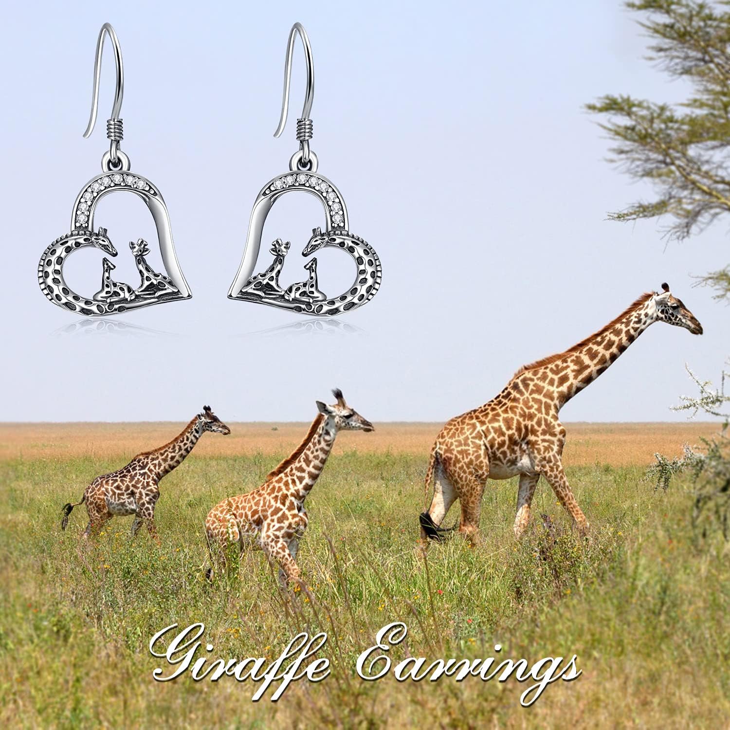 TANGPOET Giraffe Dangle Drop Earrings Jewelry Gifts for Women Mom Her 925 Sterling Silver Hypoallergenic Earrings for Birthday Mothers Day Christmas - Image 6