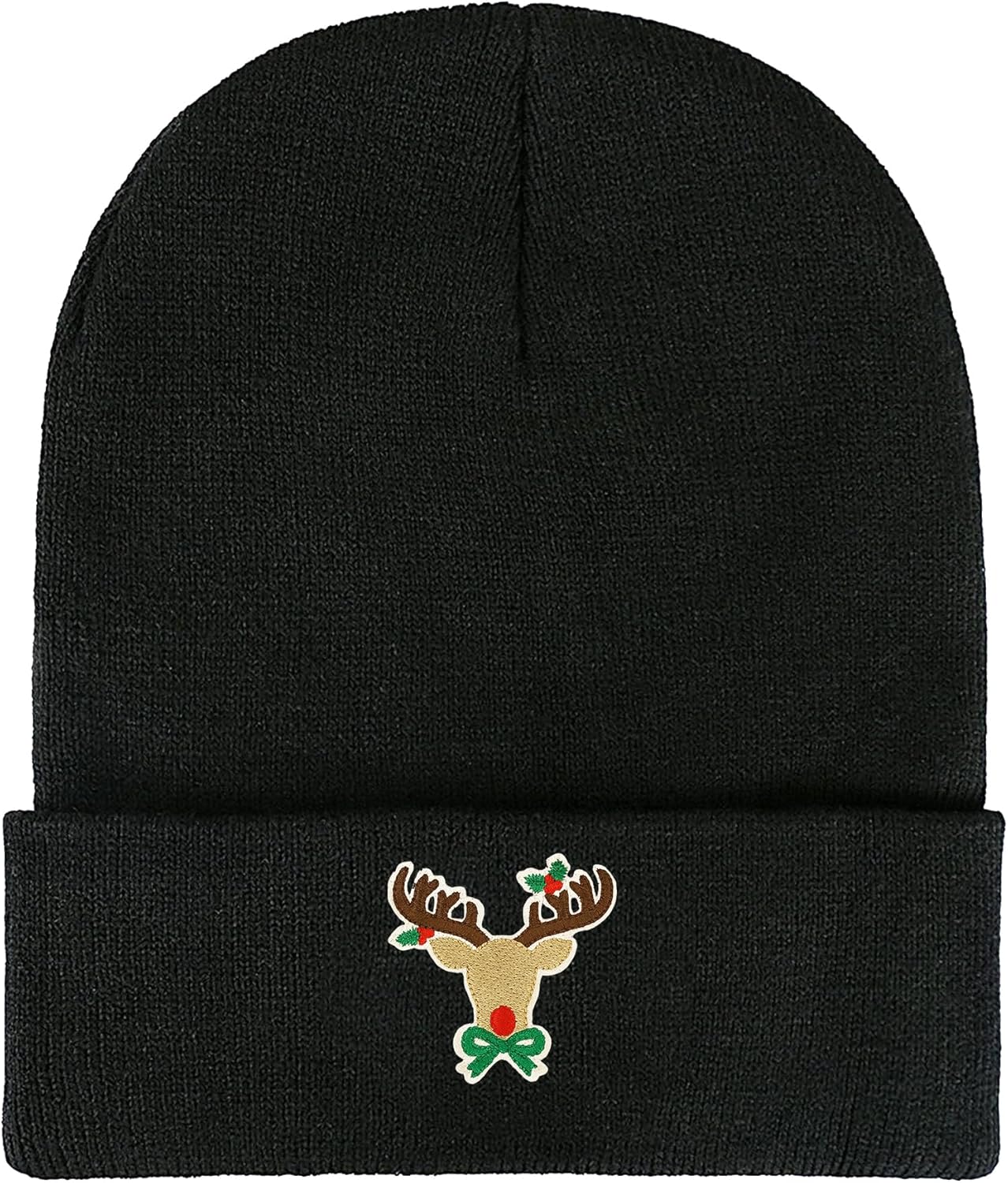 Winter Beanie Hat, Christmas Reindeer Design, Knit Skull Cap Casual Style - Image 3