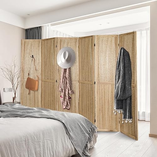 Vista 45 de Babion Pantalla de tablero de clavijas de 4 paneles, divisor de habitación, pantallas de privacidad plegables independientes, soporte de exhibición