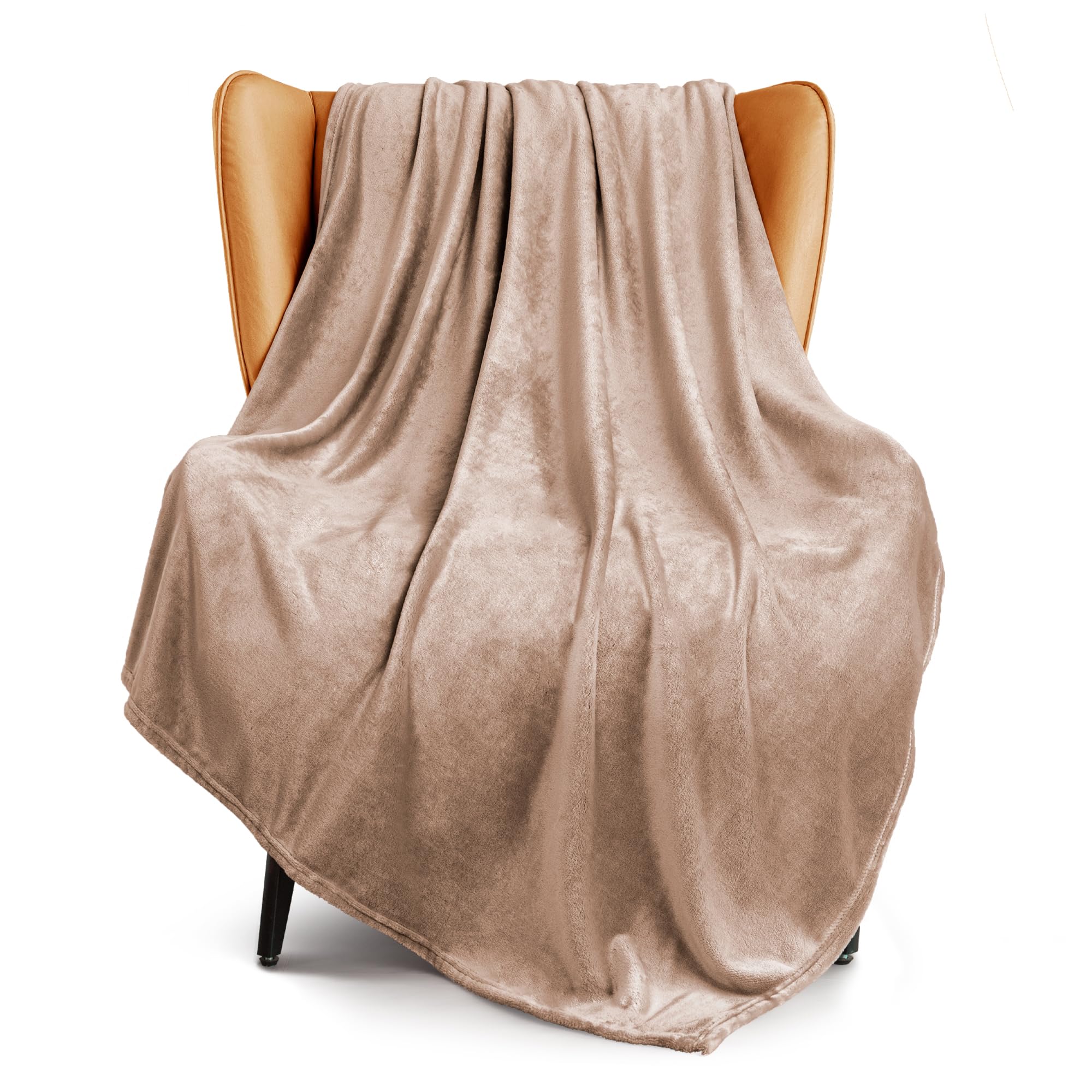 Exclusivo Mezcla Manta Sofá de Franela, Manta de Cama Suave y Ligera, Adecuado para Cualquier Temporada, Acogedor, Afelpado, 130x170 cm, Camel OEKO-TEX STANDARD 100