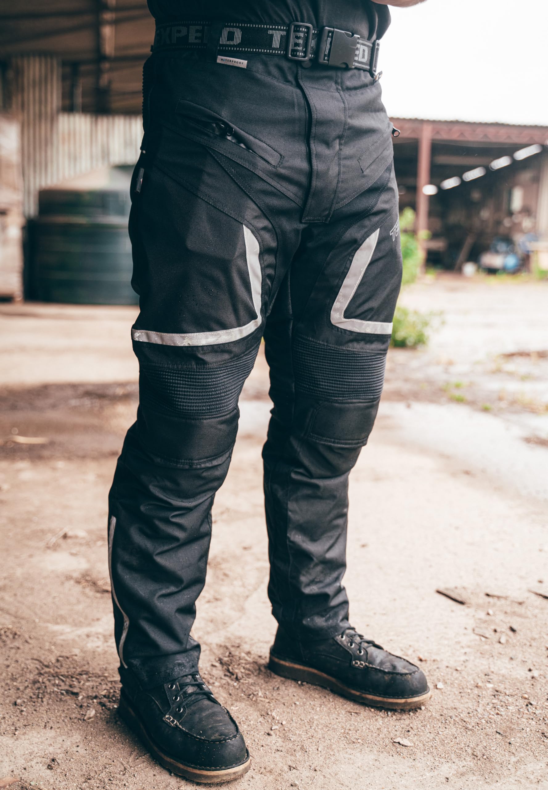 Texpeed Motorcycle Biker Trousers Mens Motorbike Waterproof Textile Cordura Pants With Protective CE Armour (EN 1621-1) Black - 40W / 30L — view 9