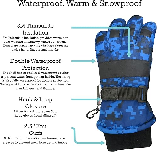 Miniatura 2 de N'Ice Caps - Guantes impermeables y con aislamiento Thinsulate para niños, adecuados para invierno, esquí y nieve