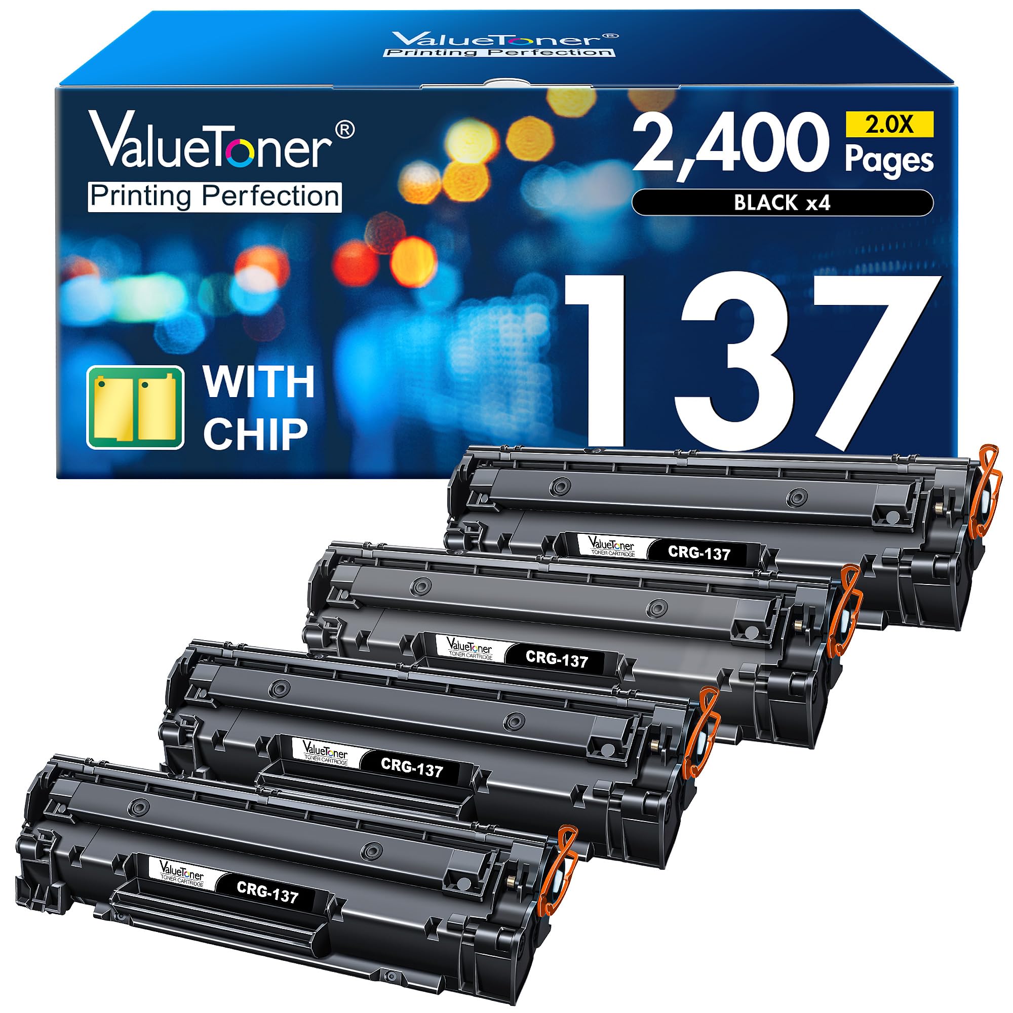 Valuetoner Compatible Toner Cartridge Replacement for Canon 137 Black Toner Cartridge 9435B001AA for ImageClass D570 MF242dw MF244W MF247dw MF249dw MF236n MF232w LBP151dw MF227dw MF210 (Black, 4-Pack)