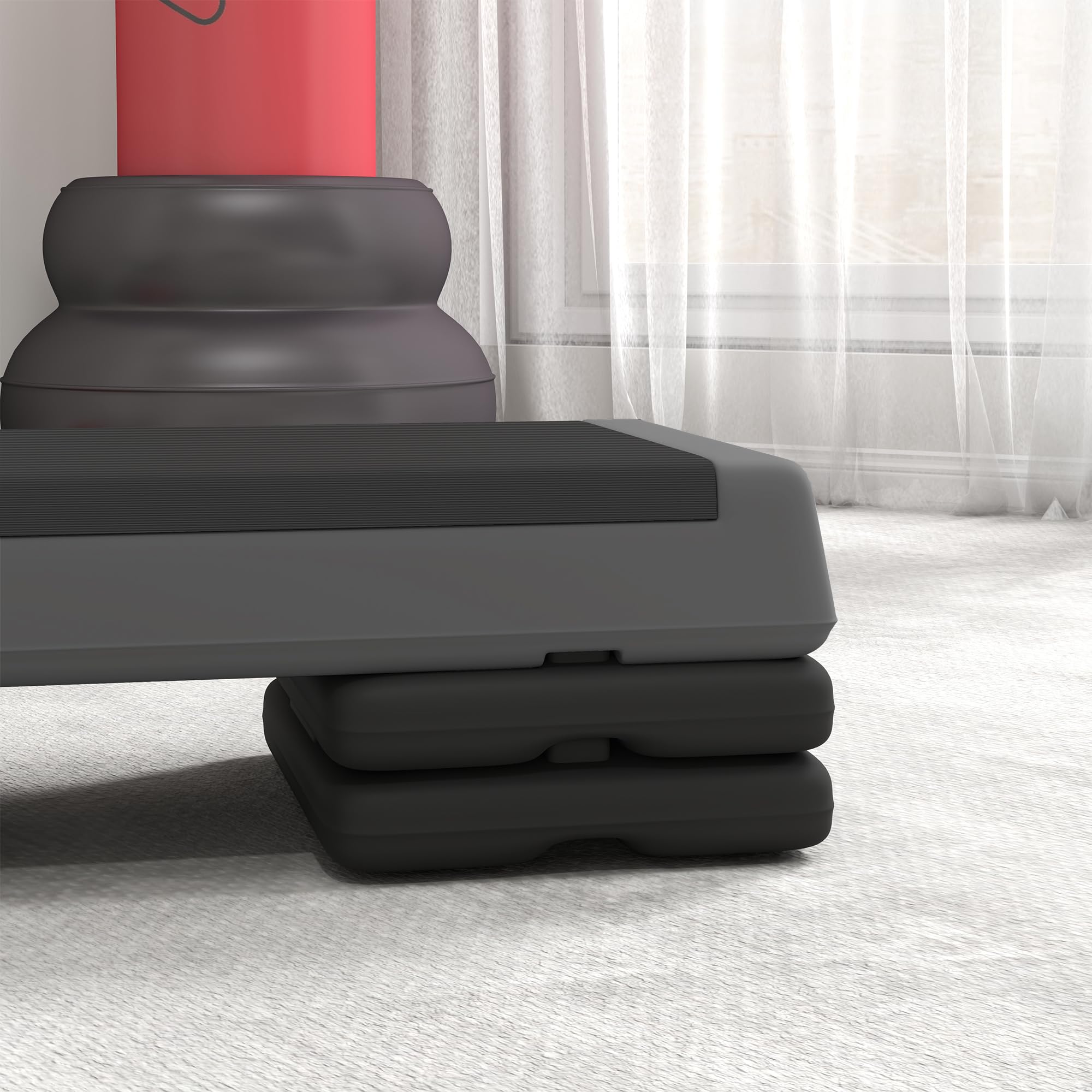 SPORTNOW Stepper Fitness Aérobic 3 Niveaux, Surface Antidérapante, Hauteur Réglable 10,5/15,5/20,5 cm, Step d'exercice pour Salle de Sport et Maison, Charge Max 250 kg, Gris