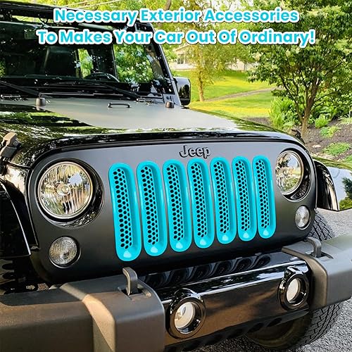 Vista 26 de Rejilla frontal E-Cowlboy de instalación de clip, parrilla protectora para Jeep Wrangler 2007-2017 JK, JKU, Sport, Freedom, Rubicon, Sahara