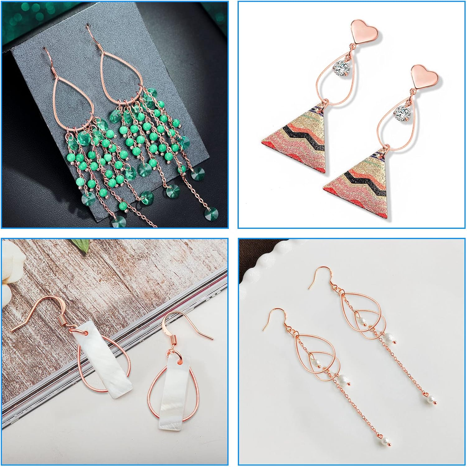 80Pcs Earring Hoops for Jewelry Making,Hypoallergenic Teardrop Earring Findings Open Bezels Linking Rings Earrings Beading Hoop Bulk for DIY Craft Necklace Earrings Making Supplies(2 Sizes,Rose Gold) - Image 6