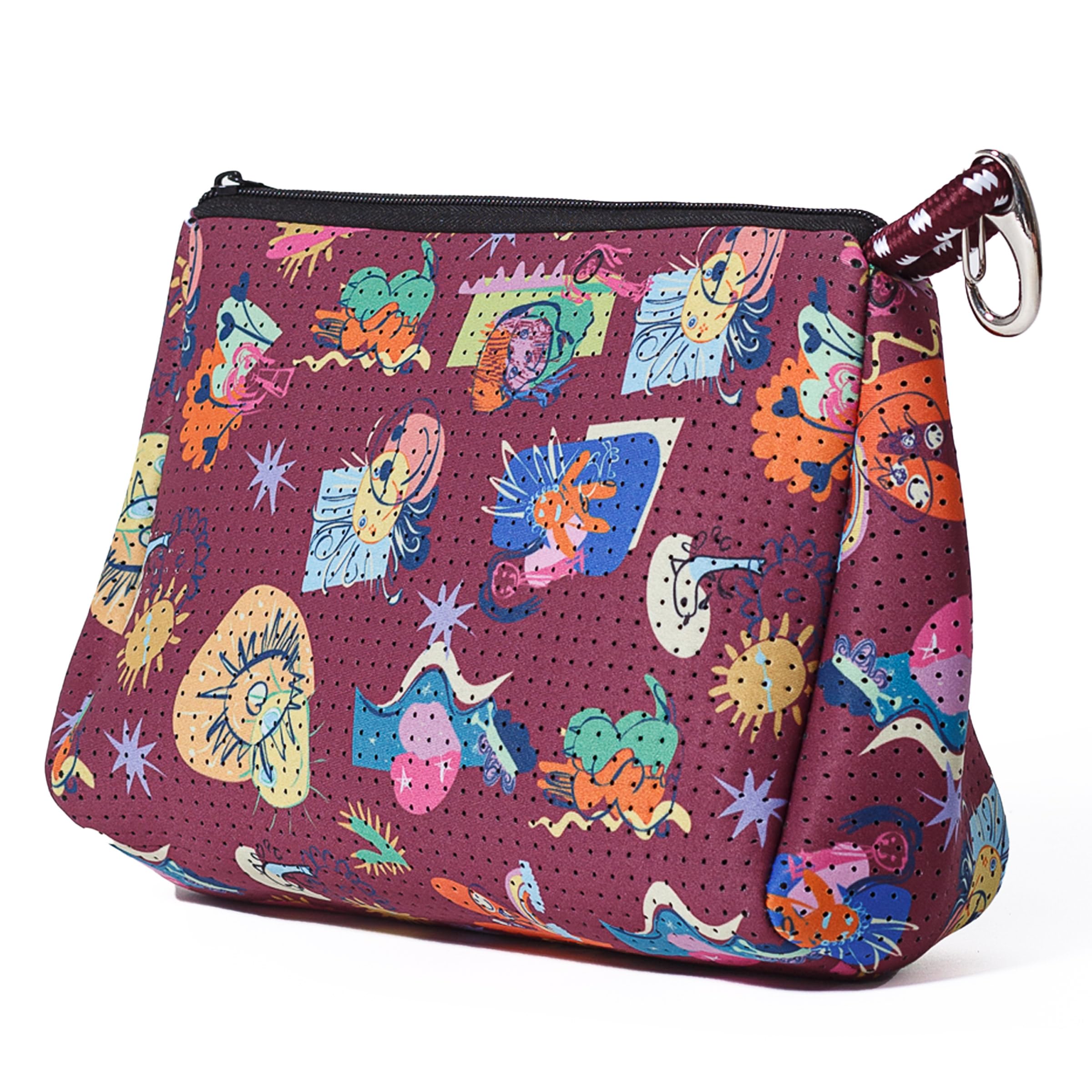 POPUPS Large Makeup Bag with Zipper - Waterproof Neoprene Cosmetic Bag 7.7 x 10.75 x 5 inches
