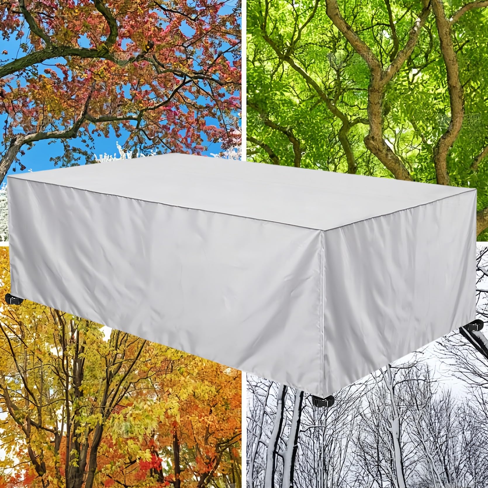 Copertura Tavolo Esterno Telo 120 x 160 x 50 cm Copertura per Mobili da Esterno, Resistente allo Strappo/Antipolvere, Coperture Mobili da Giardino, per Eventuali Mobili, Avorio