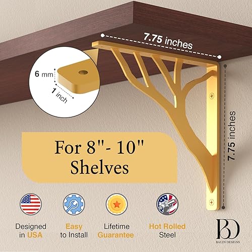 Miniatura 43 de Soportes de estante rústicos de 8 pulgadas a 10 pulgadas, soportes decorativos en L para estantes, soporte flotante de metal de hierro, soporte