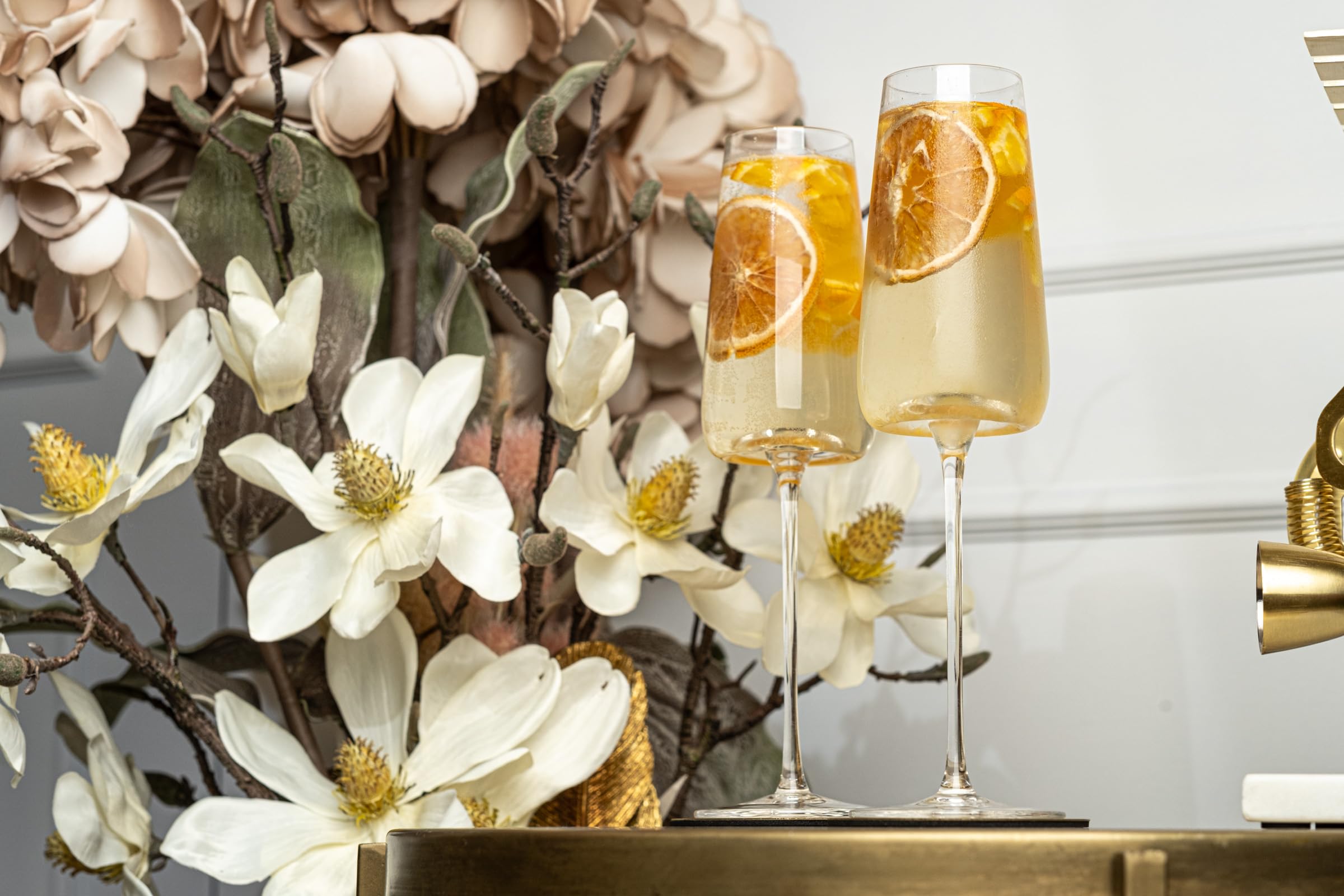 Verres à Prosecco, Cava et Champagne | Lot de 2 | Flûtes à Long Pied en Cristal pour Mimosa, Kir Royale et Impérial, French 75, Hugo et Cocktails de Vins Mousseux | Élégante Verrerie Cadeau