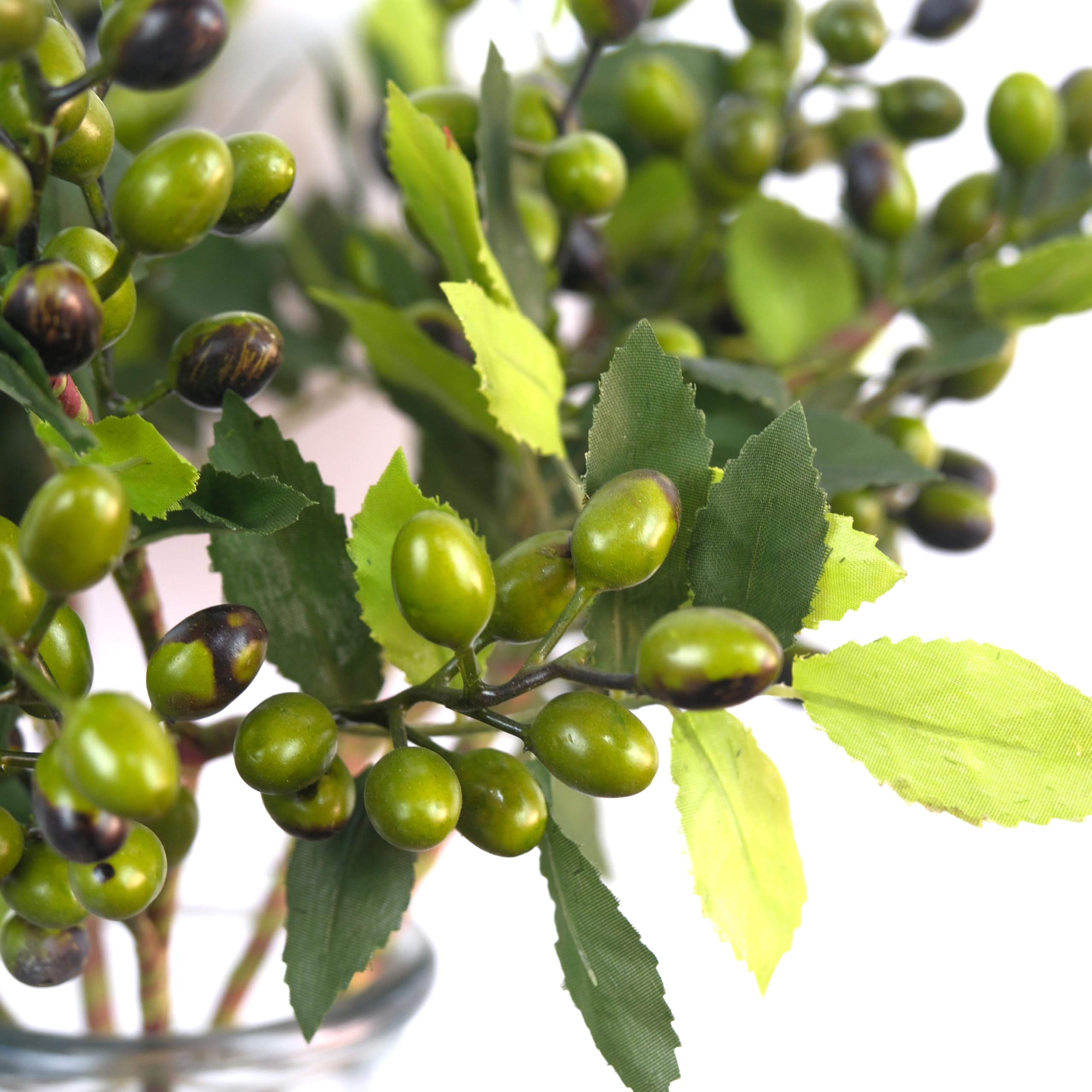 Künstliche Beerenstiele, künstliche Beeren, Zweige, künstliche Beeren, Spray, Blumen, Pflanze für Vase, Zuhause, Büro, Party-Dekoration (grün)