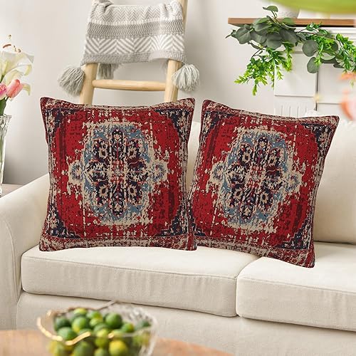 Miniatura 7 de Juego de 2 fundas de almohada bohemias de 18 x 18 pulgadas, fundas de almohada decorativas de estilo bohemio, fundas de almohada decorativas para