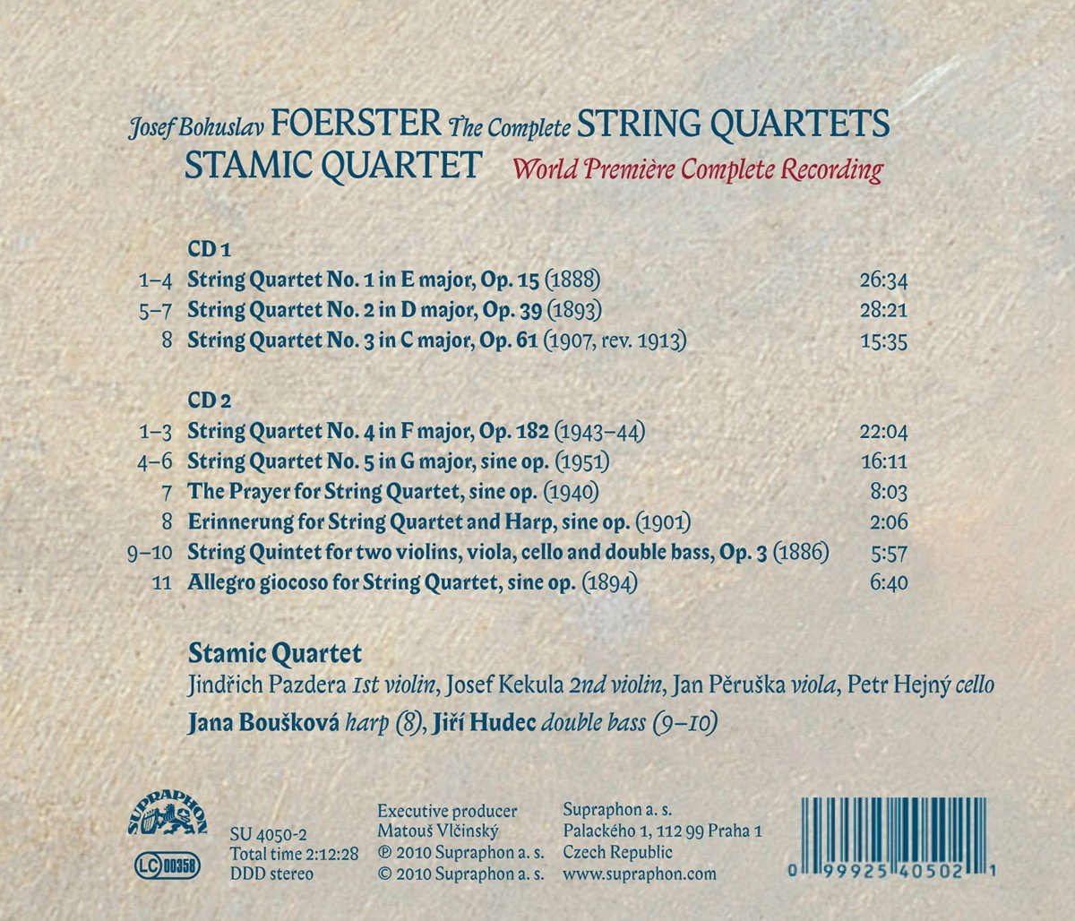 Josef Bohuslav Foerster : Intégrale des Quatuors à cordes