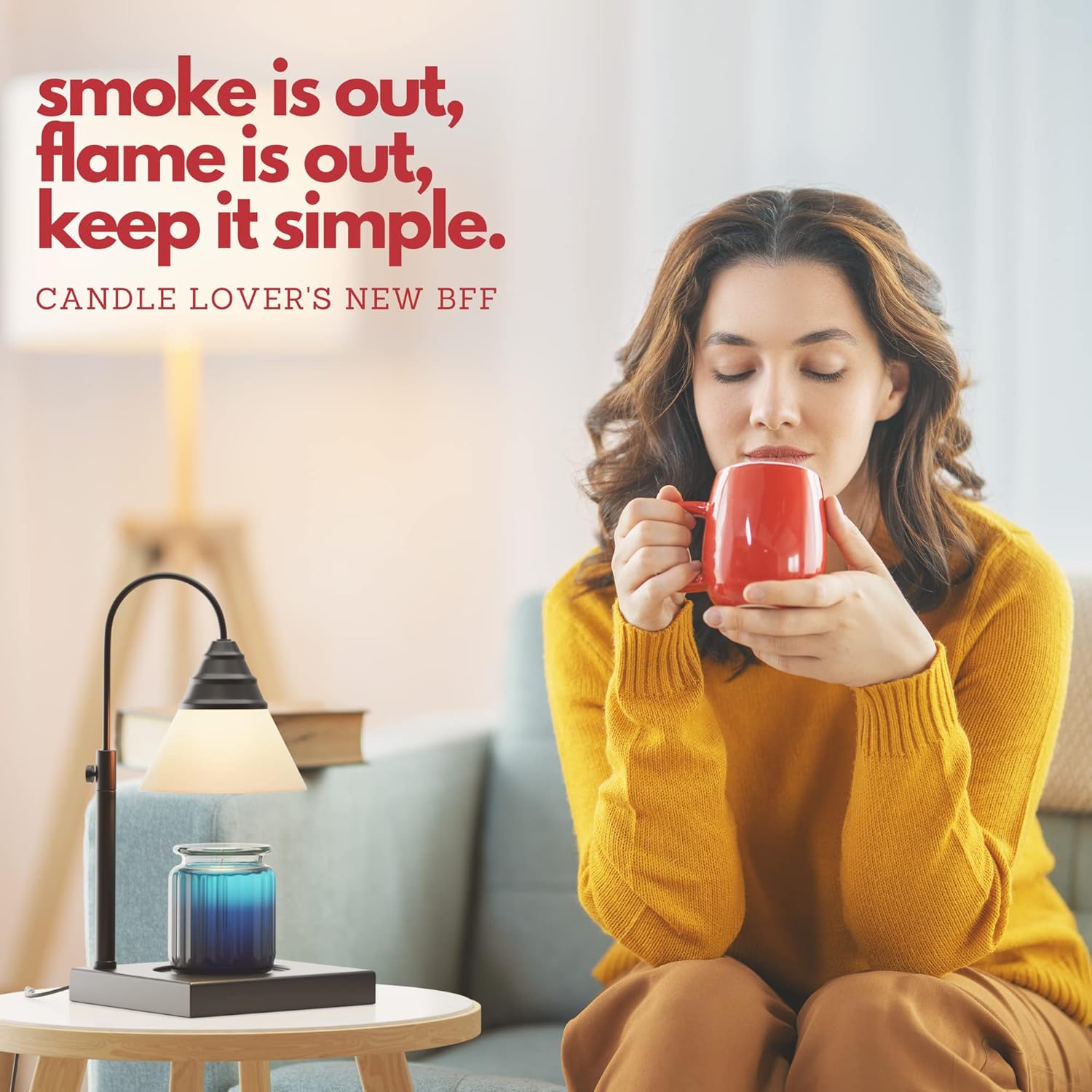 Hestia Magic Candle Warmer Lamp, Height Adjustable For Yankee Candle Jar & 3 Wick Large Jars, Soot-Free Scent Release - Timer & Dimmable Candle Lamp, Top Overhead Glass Shades, 110-120V (Black, Timer)