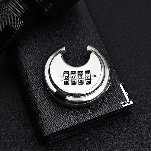 Miniatura 5 de Candado de disco de acero inoxidable de 4 dígitos (3 pulgadas) cerradura de combinación para exteriores para almacén, cobertizos, casilleros de