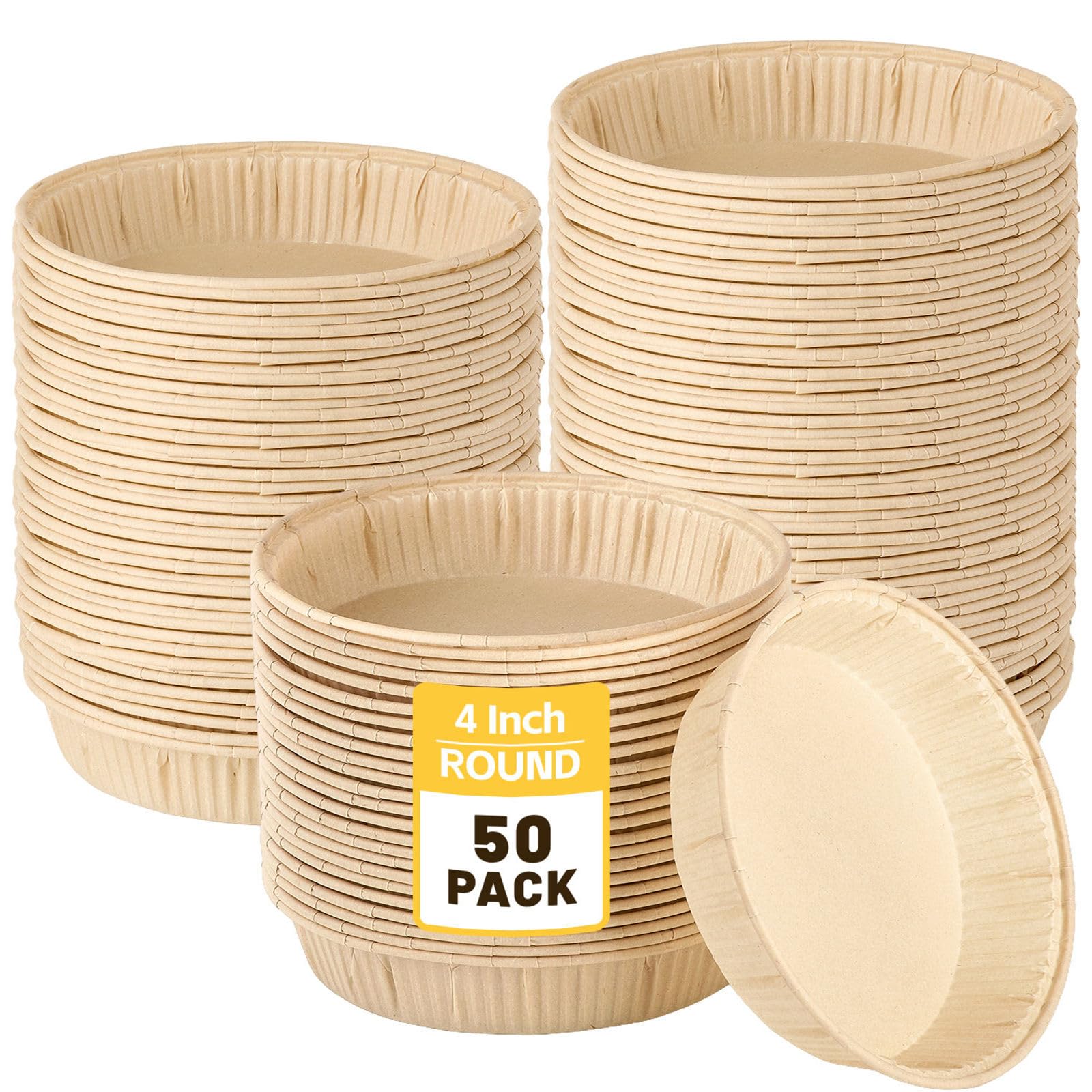 Photo 1 of Ocmoiy 50 Pcs Mini Tart Pans for Baking, 4 Inch Disposable Paper Pie Tins for Small Pies, Tarts, Quiches, Cinnamon Rolls, Desserts