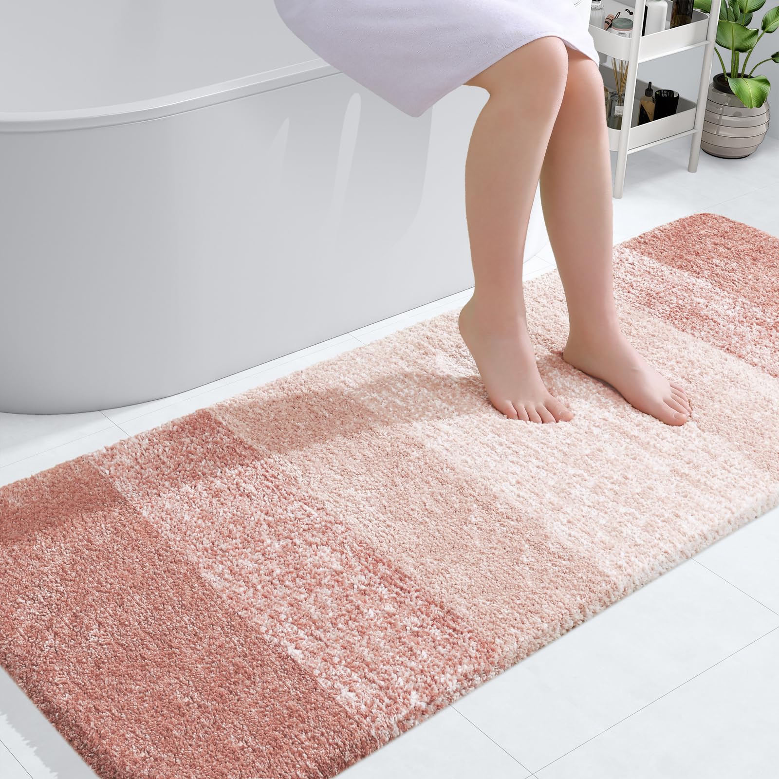 OLANLY Bathroom Runner Rug 54x24, Extra Soft Absorbent Microfiber Bath Rugs