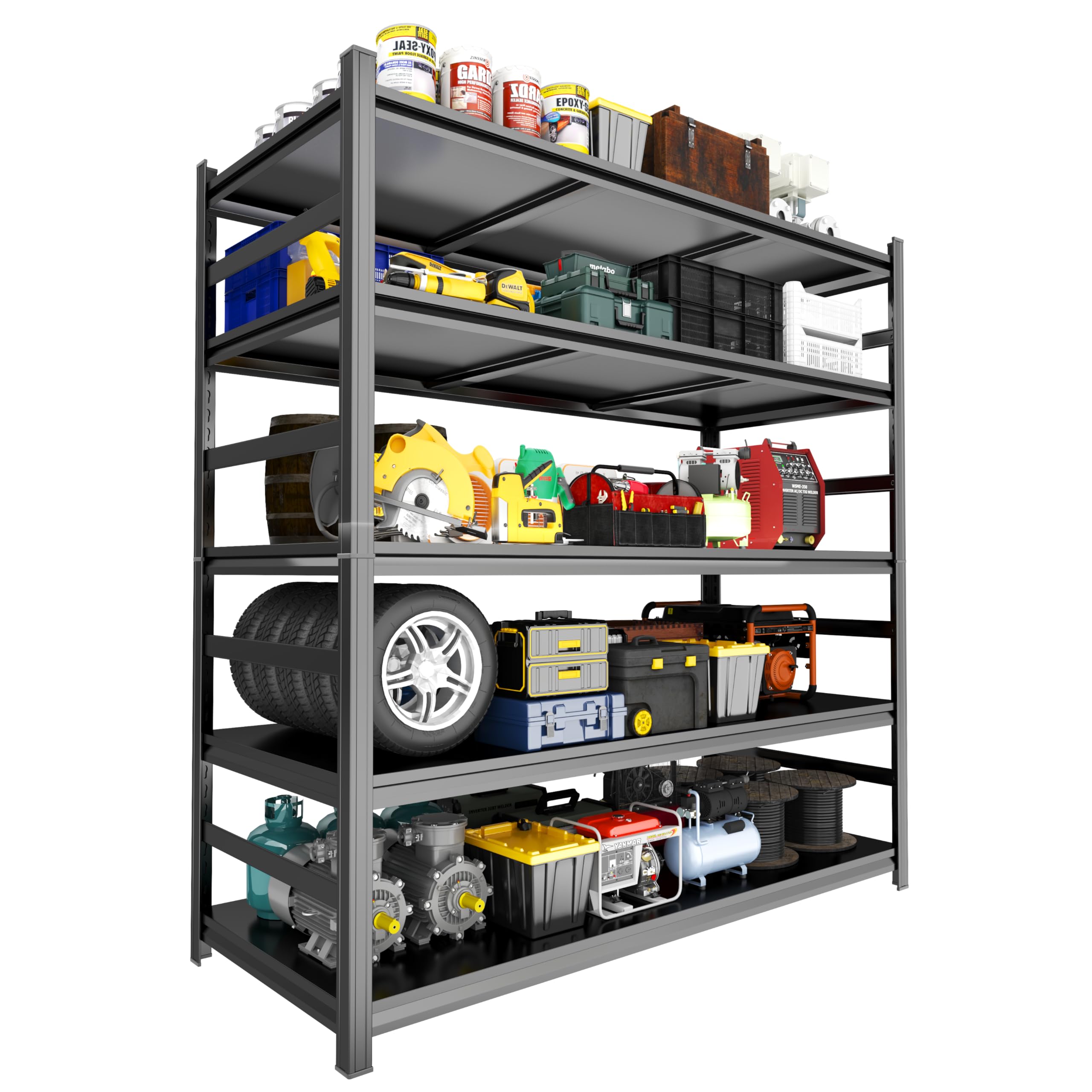 Garage Shelving Units and Storage, Heavy Duty Storage Shelves Adjustable Tall Shelf Steel Shelving for Industrial, Warehouse, Basement Metal Shelf (73.2" H × 47.2" W × 23.6" D)
