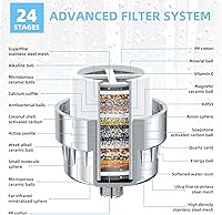 Vista 3 de Filtro de agua de ducha de 24 etapas, suavizante de alto rendimiento para eliminar el cloro y el fluoruro, reduce la picazón en la piel seca