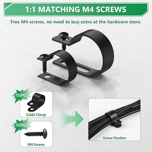 Miniatura 4 de Clips de cable para organizador de cables, 6 tamaños, 290 piezas, nailon tipo R, 316 pulgadas, 14 pulgadas, 38 pulgadas, 12 pulgadas, 34 pulgadas, 1